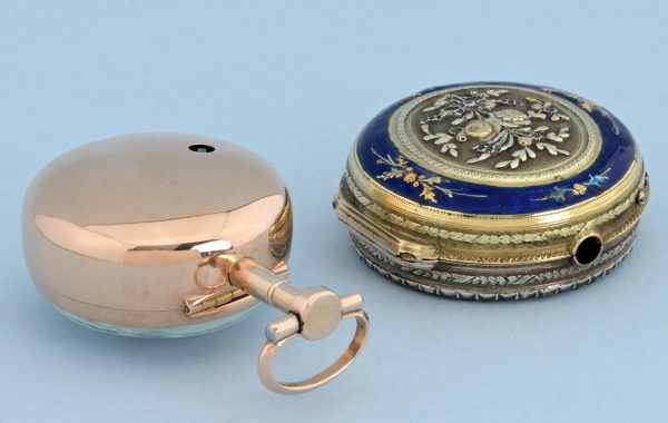 Three Colour Gold and Enamel Pair Cased Swiss Verge View 3