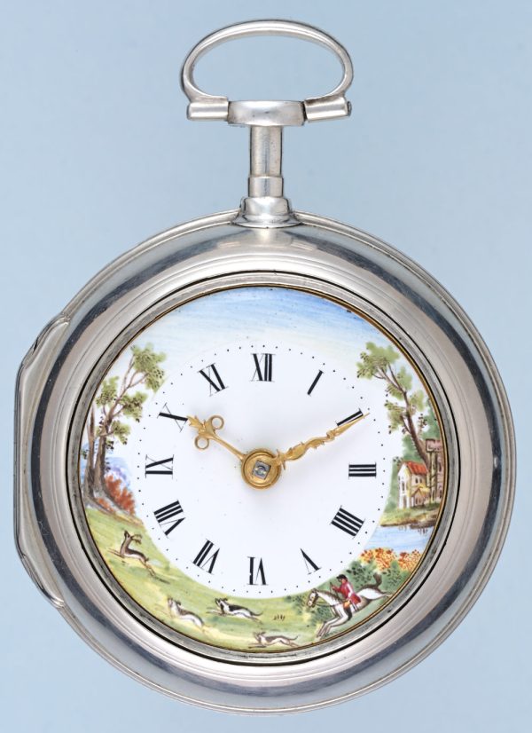 Painted Dial Silver Pair Cased Verge View 1