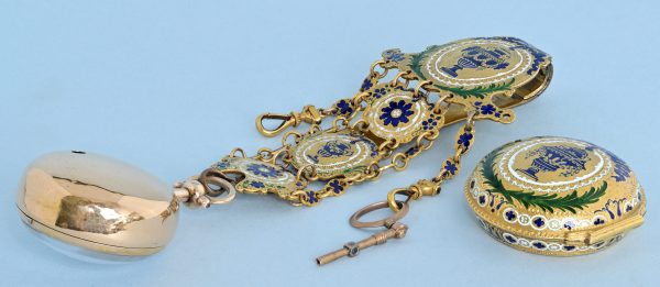 Gold and Enamel Chatelaine Watch View 3