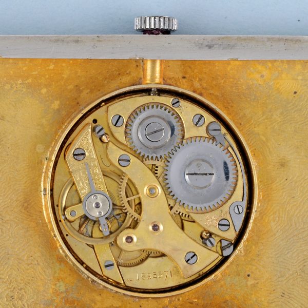 Rare Niello Silver Cigarette Case Mounted with a Watch View 7
