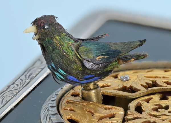 Silver Mounted Horn Singing Bird Box View 2