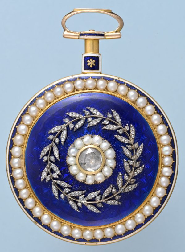 Pearl Set Gold and Enamel Cylinder with Chatelaine View 3