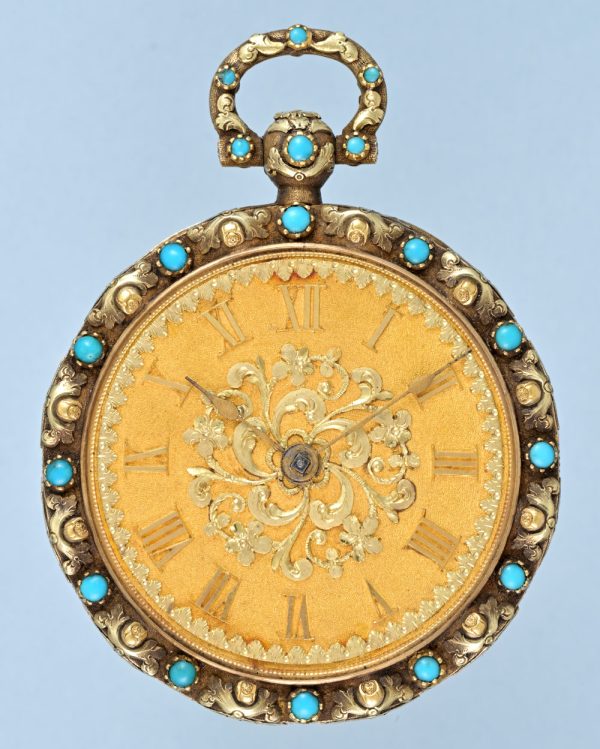 Turquoise Set Three Colour Gold Pocket Watch View 2