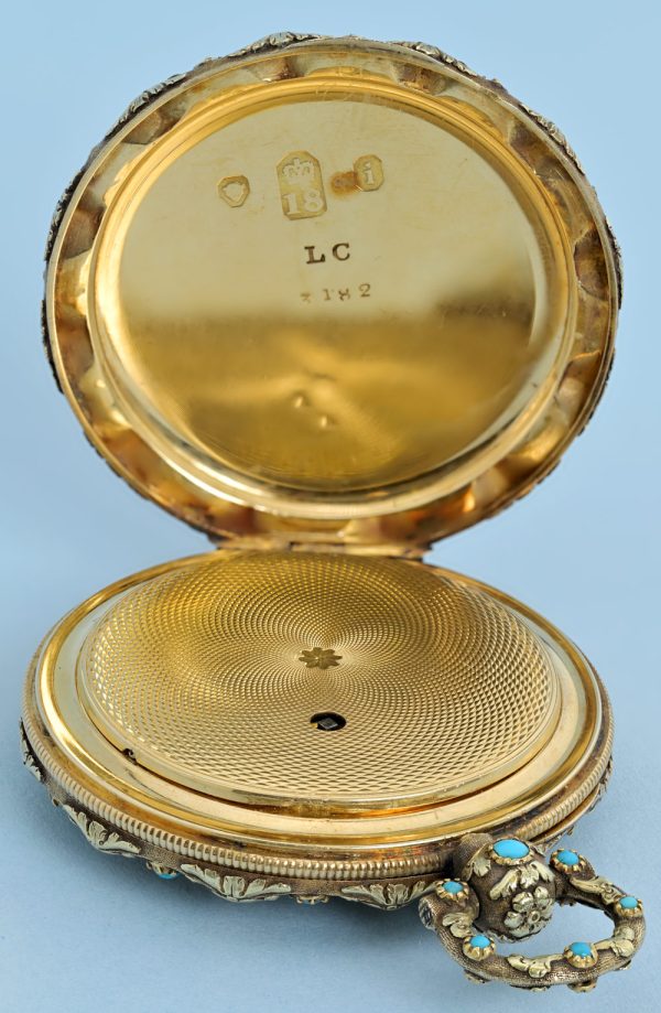 Turquoise Set Three Colour Gold Pocket Watch View 5