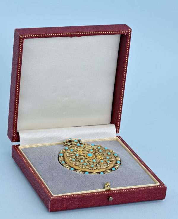 Turquoise Set Three Colour Gold Pocket Watch View 7