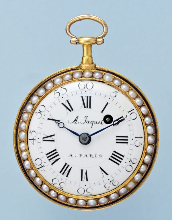 Pearl Set Gold and Enamel French Verge View 2
