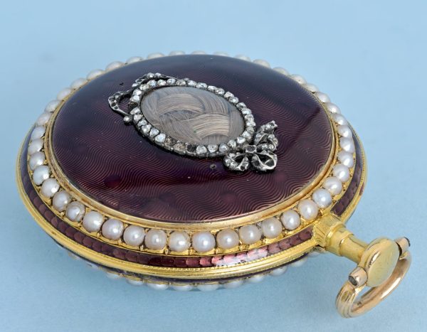 Pearl Set Gold and Enamel French Verge View 3