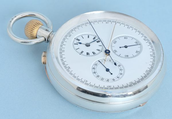 Unusual Silver Split Seconds Chronograph View 2