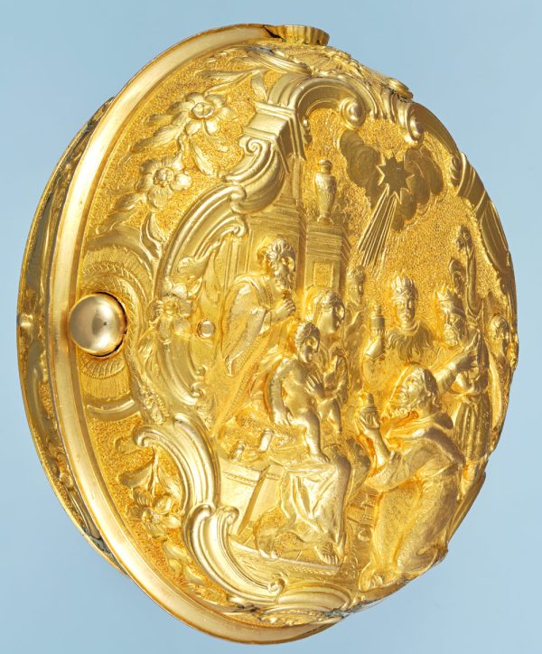 Gold Repousse Nativity Scene Attributed to Moser View 5